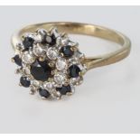 9ct Gold Sapphire/CZ set Ring size J weight 2.5 grams