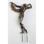 Brass art deco style figure of a nude female, with screw mounts to feet (car mascot ?), height
