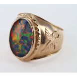 Gents 14ct Opal ring, size U, weight 9.5g