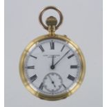 18ct gold open face pocket watch, hallmarked London 1897 by John Cashmore of London, no.7172