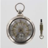 Silver Pair cased pocket watch, the silvered dial with gilt arabic numerals. Both cases hallmarked