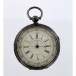 Silver open face pocket watch the dial marked "Decimal Chronograph". Hallmarked Chester 1877. approx