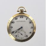 Longines 9ct gold open face pocket watch, the case hallmarked London 1939, the signed 16 jewel