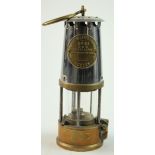 Miners Lamp. An original brass & steel 'Protector Lamp & Lighting Co. Ltd, Eccles, Type GR6S' miners