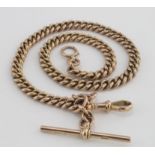 Hallmarked 9ct Gold pocket watch chain (each link hallmarked) with "T" Bar, length approx. 37cm