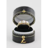 9ct Gold Ring set with Pearls and Diamonds size L weight 2.3 grams