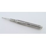 Silver Sampson Mordan propelling pencil 'Pat. App. For', hallmarked 'London', extended length 11.5cm