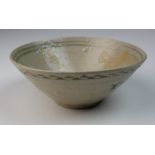 Chinese shipwreck pottery bowl 132mm, grey with loose dark grey painting.