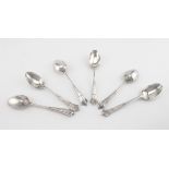 Six silver teaspoons, hallmarked 'W.W.H., Sheffield 1902', each initialled 'H.L.' to reverse, length