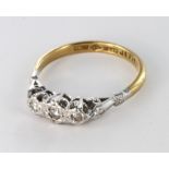 18ct Gold and Platinum 3 stone Diamond Ring size M weight 2.8 grams