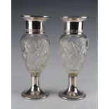 Two large Italian silver mounted cut glass vases. The silver parts are marked SIAP 800 (Societa