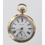 Gents 14ct gold open face pocket watch by Monard, total weight approx 84.1g