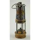 Miners Lamp. An original brass & steel 'E. Thomas & Williams Ltd, Aberdare, Wales, Type No. B/