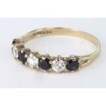 9ct Gold Sapphire/CZ Ring size K weight 1.4 grams