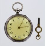 Silver open face pocket watch, hallmarked Chester 1902. The white dial with "W.I.L.L.I.A.M.C.O.O.K.
