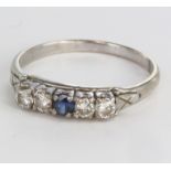 White Metal Sapphire and Diamond Ring approx 0.40ct weight size P weight 2.0 grams