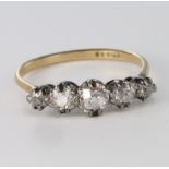 18ct Gold 5 stone Diamond Ring approx 0.50 ct weight size O weight 2.0 grams