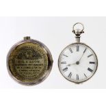 Silver Pair cased pocket watch, hallmarked London 1859, the movement by Thomas Mason, London. Both