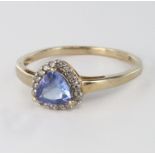 9ct Gold Ring set with Tanzanite and Diamonds with Cert of Authenticity size N weight 1.6 grams