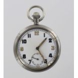Military issue open face pocket watch. the back marked GS/TP ^ S 000581