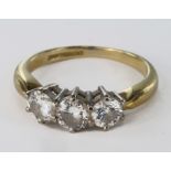 18ct Gold 3 stone Diamond Ring approx 0.75ct weight size K weight 3.6 grams