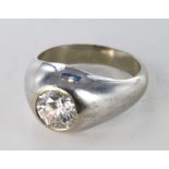 18ct White Gold Ring set with 2.5 ct CZ size Q weight 14.2 grams