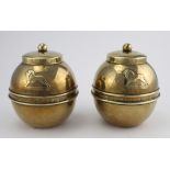 Pair of Liptons tea trade brass tea caddies commemorating the British Empire Exhibition 1924