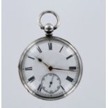 Silver Open face pocket watch, hallmarked London 1879, approx 48mm diameter, working when catalogued