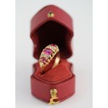 18ct Gold Ring set with synthetic Rubies and Diamonds size K weight 3.1 grams