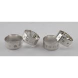 Set of four silver napkin rings, all hallmarked 1973 by four different assay offices, London,