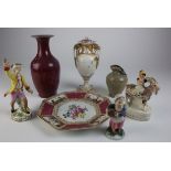 Ceramics, including a 19th century Meissen figure, a 19th century Staffordshire flatback .