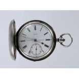 Gents silver full hunter pocket watch by F Kleiser Hereford. Hallmarked London 1876. The white