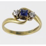 18ct Gold Tanzanite and Diamond Ring size N weight 3.7 grams