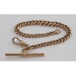 Hallmarked 9ct Gold pocket watch chain with "T" Bar, length approx. 20cm and weighing 25.5g