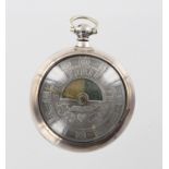 William IV Silver Pair case moonphase pocket watch, hallmarked London 1834. The dial with outer