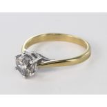 18ct gold solitaire diamond ring approx 1.01ct. Size K