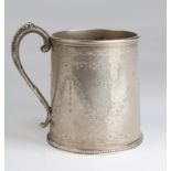 Silver christening cup with engraved decoration, hallmarked 'TW, London1870', weight 3.3 ounces