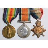 1914 trio with clasp Memorial plaque with some original documents badges etc., to 6525 Pte James