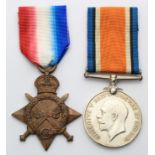 1915 Star and BWM to 2462 Pte W E Twite Norfolk Regt. GVF (2)