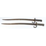 Bayonets: French Model 1866 Chasspot sabre bayonets. Rusted overall. No scabbards. (2)