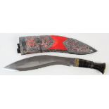 Kukri knife, a superb quality piece with silver mounts to scabbard, engraved with the letter 'J'.