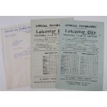 Leicester City programmes season 1948/49 Homes v Plymouth Argyle and Homes v Blackburn Rovers.
