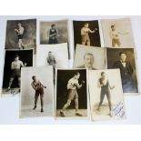 Boxing interest - small collection of very early postcards, mostly autographed by the boxes (