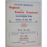 Football Association of England tour to South Africa programme for match v Eastern Transvall, played