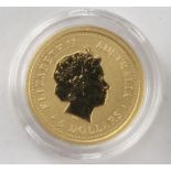 Australia gold $5 (1/20th oz) 2000 BU in a hard plastic capsule