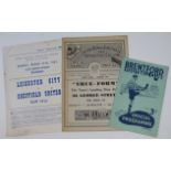 Leicester City away programmes at Luton 09/10/1948 and Brentford 15/09/1948. Plus F.A Cup Semi-Final