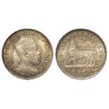 Ethiopia silver Gersh EE1891, KM#12, lightly toned AU