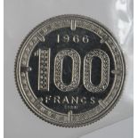 Equatorial African States 100 Francs Essai 1966 KM#E6 issued double thickness as the currency pieces