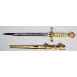 German WW2 Naval Dress Dagger with scabbard, blade maker marked 'Original Eickhorn Solingen'. VGC