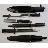 Fighting knifes etc., including 3rd Pattern Commando dagger made by J Nowill & Son Sheffield RAF